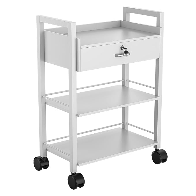 Paddie Salon Trolley Cart, Wooden Mobile Utility Cabinet Lab Cart by Paddie