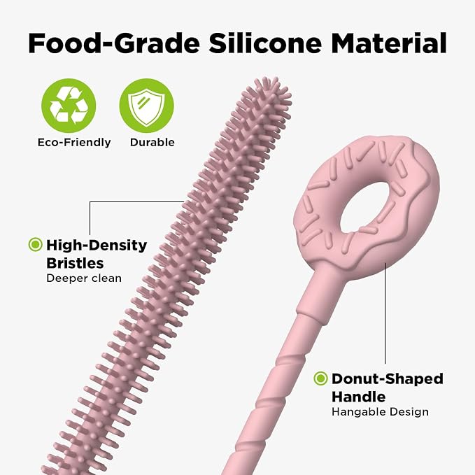 2 Pcs Silicone Straw Cleaner Brush, Extra Long Cleaning Brushes - Image 4