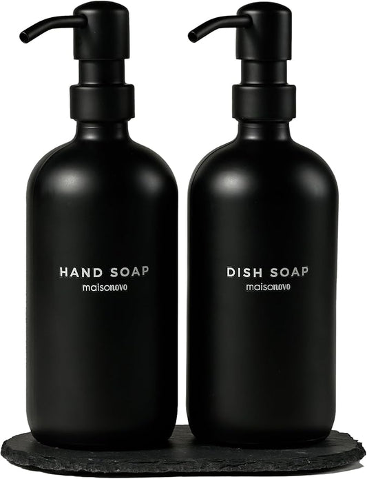 MaisoNovo Soap Dispenser 3-Piece Set | 16.9oz Black Bottles by MaisoNovo-TheArtofSustainableLiving