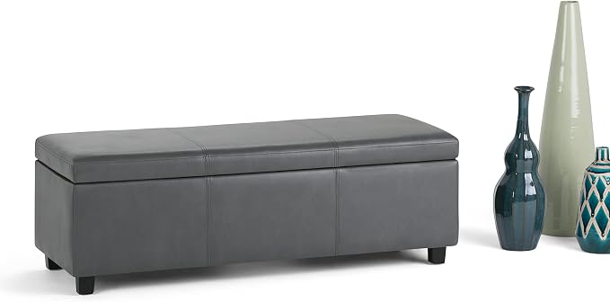 SIMPLIHOME Avalon 48 inch Wide Contemporary Rectangle Storage Ottoman Bench in - Image 4