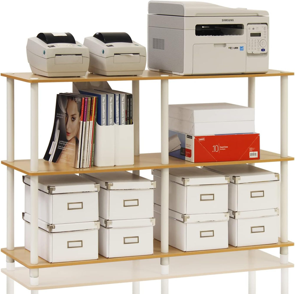 Furinno TURN-N-TUBE Storage Shelves, 3-Tier 47.4 Wide Book Shelf, Corner Shel...