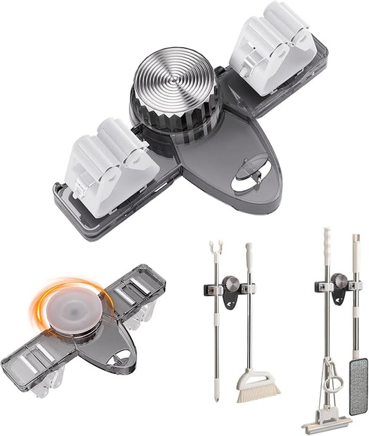 Mop and Broom Holder Wall Mount, No Punching Required Broom and Mop Organizer by Unknown