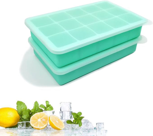 2 Pack Silicone Ice Cube Trays, Easy Release Flexible-15 Cubes Ice Cube Molds by DCCPAA