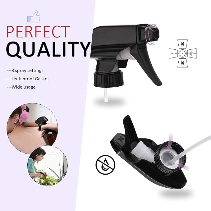 AMORIX 12PCS Spray Bottle Nozzle Trigger Sprayer Black Spray Top - Image 3