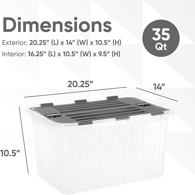 Superio Storage Bins with Lids, Stackable Totes, BPA Free, Odor Free, Organizer