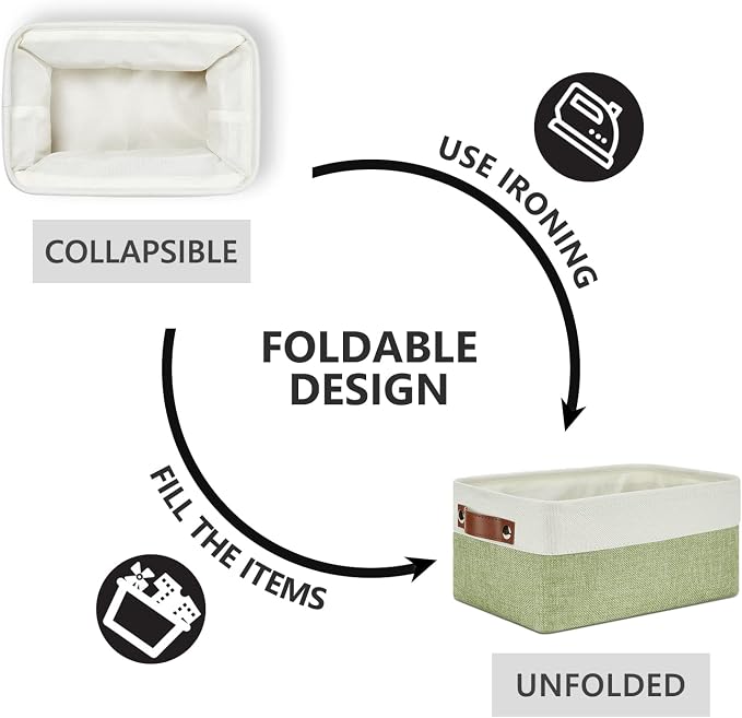 DULLEMELO Storage Baskets for Shelves, Small Fabric Collapsible Rectangular - Image 6
