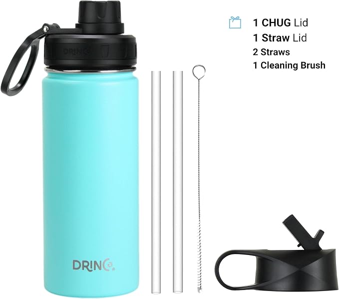 DRINCO Stainless Steel Water Bottle Spout Lid Vacuum Insulated Double Wall - Image 2