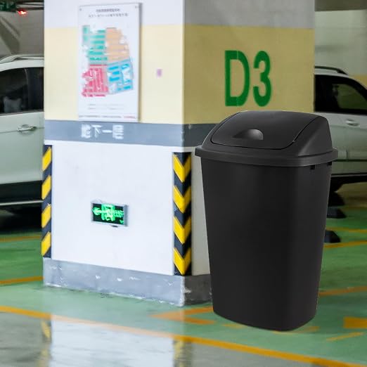 Zopnny 4-Pack Lidded Trash Can, 13 Gallon Black Plastic Garbage Bin - Image 6
