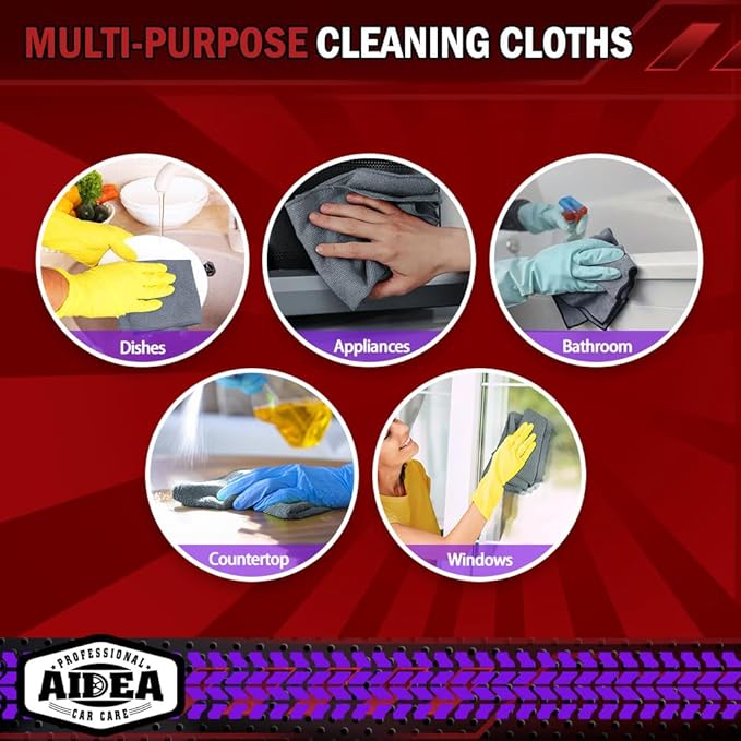 AIDEA Microfiber Cleaning Cloth Grey 50PK, Microfiber Towels - Image 7