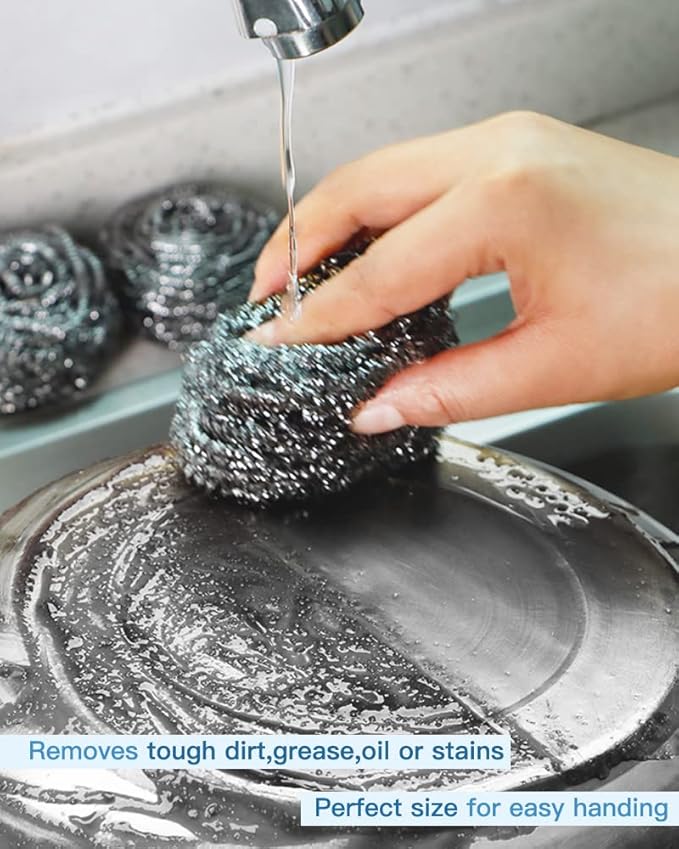 12Pcs Steel Wool Scrubber Pads for Cleaning Dishes, Sinks - Image 8