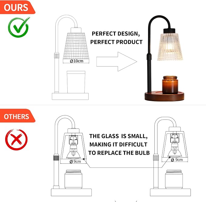 Black Candle Warmer Lamp WithTimer and Dimmer, Fragrance Electric Wax Melt - Image 4