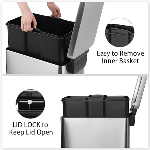 Arlopu 13.2 Gal Slim Kitchen Trash Can - Image 5