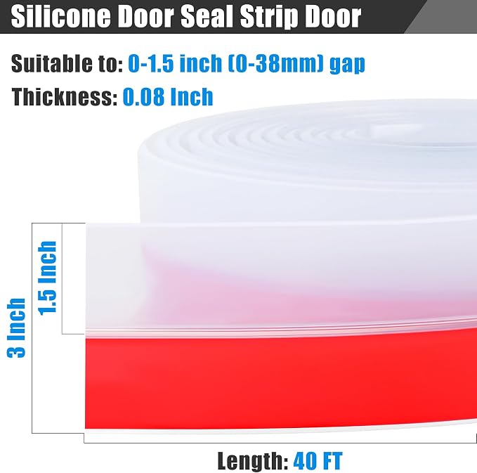 Draft Seal Tape for Doors and Windows 3 in x 40 Ft Silicone Weather Stripping - Image 2