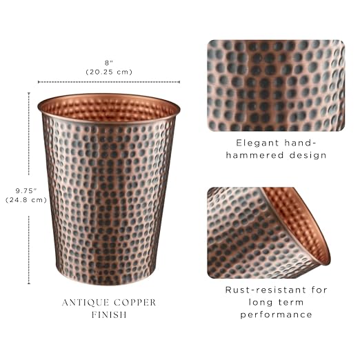 Monarch Abode Handcrafted Metal Wastebasket Trash Can - Image 2