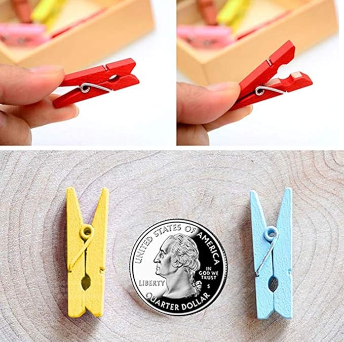 DurReus Tiny Clothes Pins Colorful Hang Up Photographs Drawings Party Clips - Image 4