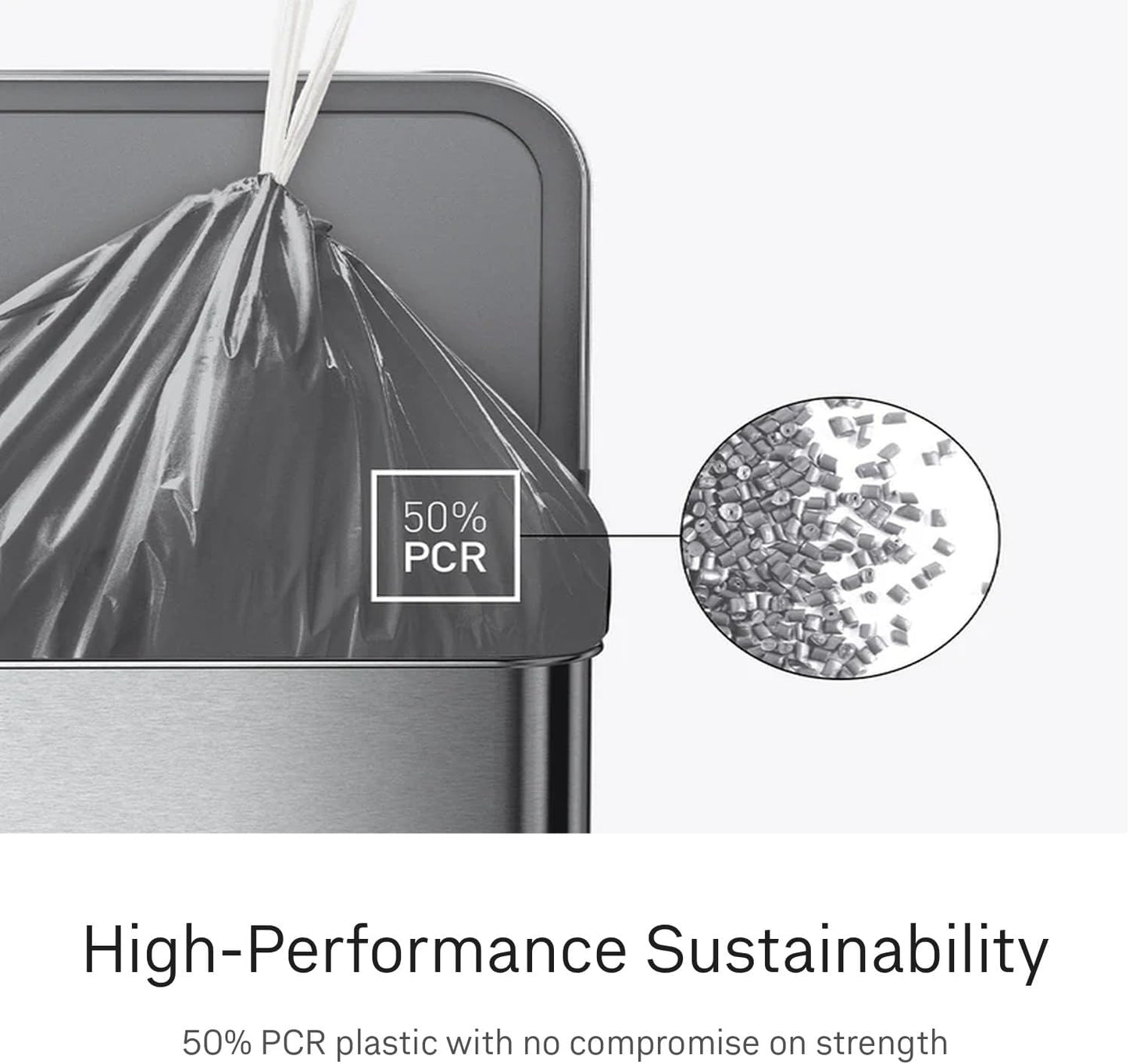 simplehuman Code H 100 Count Odorsorb® Custom Fit Liners, Drawstring Odor Absorbing Trash Bags, One-by-One Mess-Free Dispense, Extra Thick & Double Seamed, 50% PCR Plastic, 30-35 Liter / 8-9 Gallon