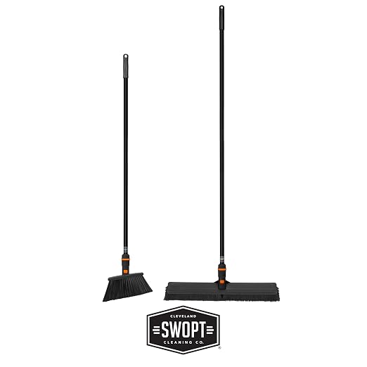 SWOPT 24” Push Broom, Angle Broom + 48” and 60" Steel Handles, Standard Combo — - Image 2