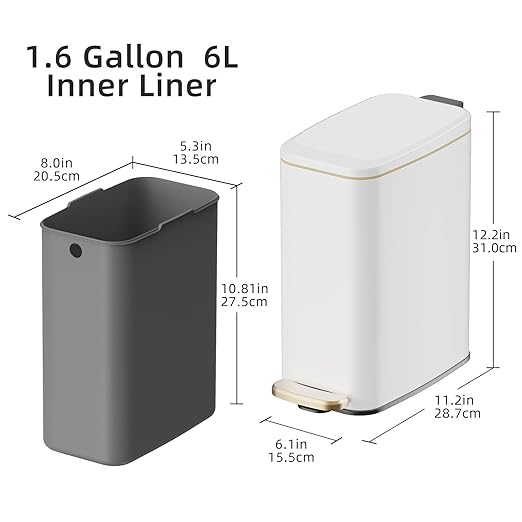 KUK Slim Bathroom Trash Can - Image 6