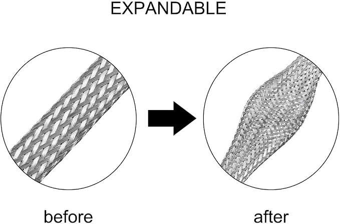 uxcell 3.3Ft - 15/32 Inch 304 Stainless Steel Sleeving Expandable Hose Cover - Image 3