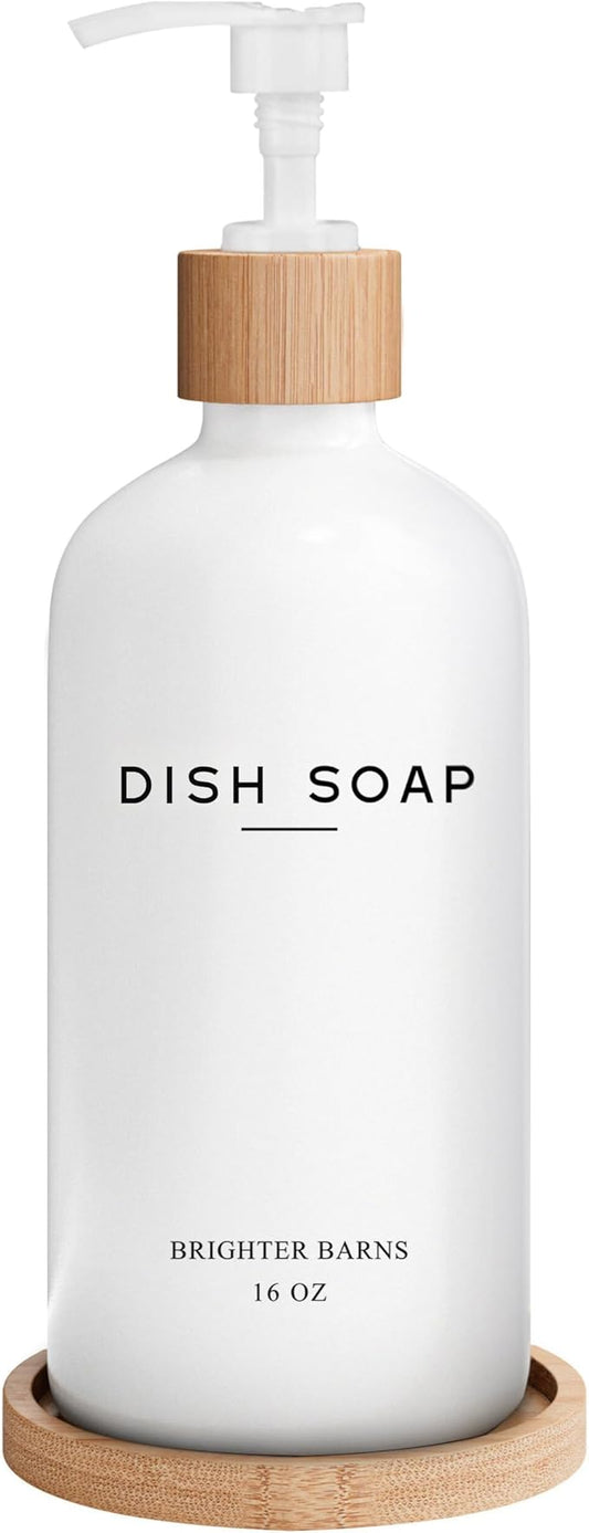 White Glass Dish Soap Dispenser by BrighterBarns