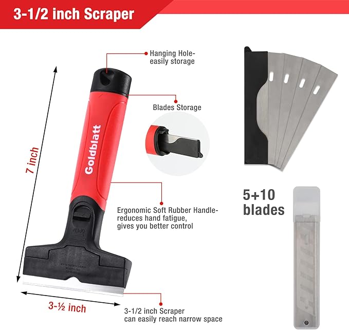Goldblatt 2 Pieces Glass Scraper Set ​with 20-piece Blades - Image 6