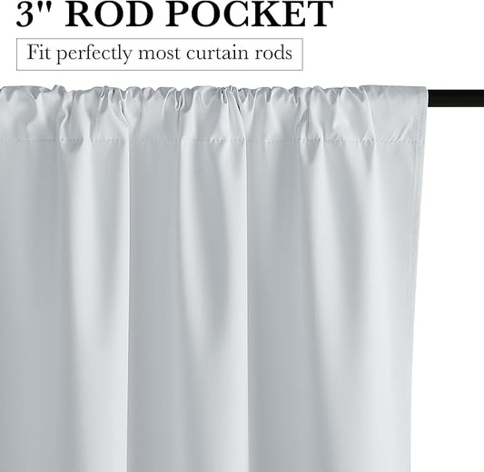 RYB HOME 100% Blackout White Curtains - Image 2