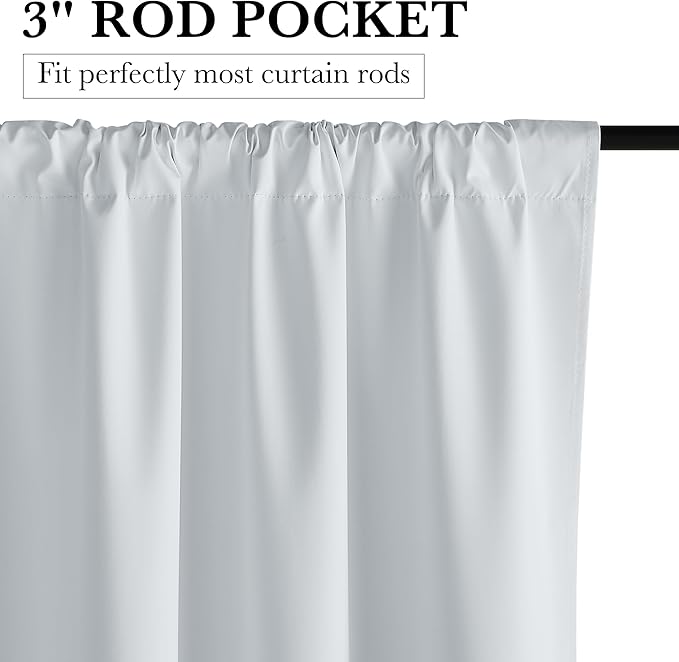 RYB HOME White Short Blackout for Small Window 48 inches Length, Thermal - Image 2