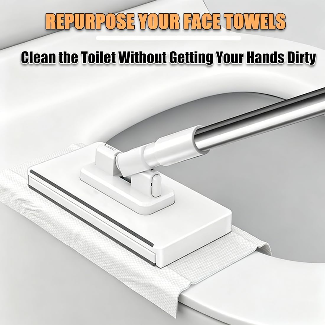 Hands Free Flat Mop, 2026 Upgraded Hands Free Multi Purpose Flat Mop, Multifunctional Lazy Mops with One-Click Cloth Attachment with 10 Reusable Cloths, Ideal for Washbasin and Kitchen (43in)