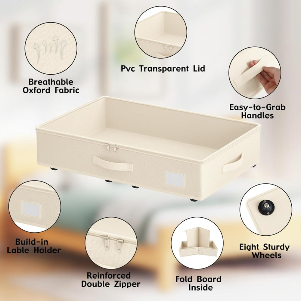 EE-RoomWorld Under Bed Storage with Wheels, No Assemble Required 5.5 inches h...