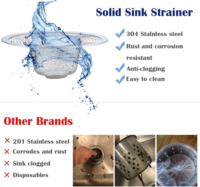 2 Pcs Heavy Duty Stainless Steel Slop Basket Filter Trap, 4.41" Top / 2.44" - Image 6