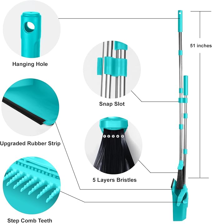 Upgrade Broom with Dustpan Combo Set, Broom and Dustpan Set with 51'' Long - Image 9