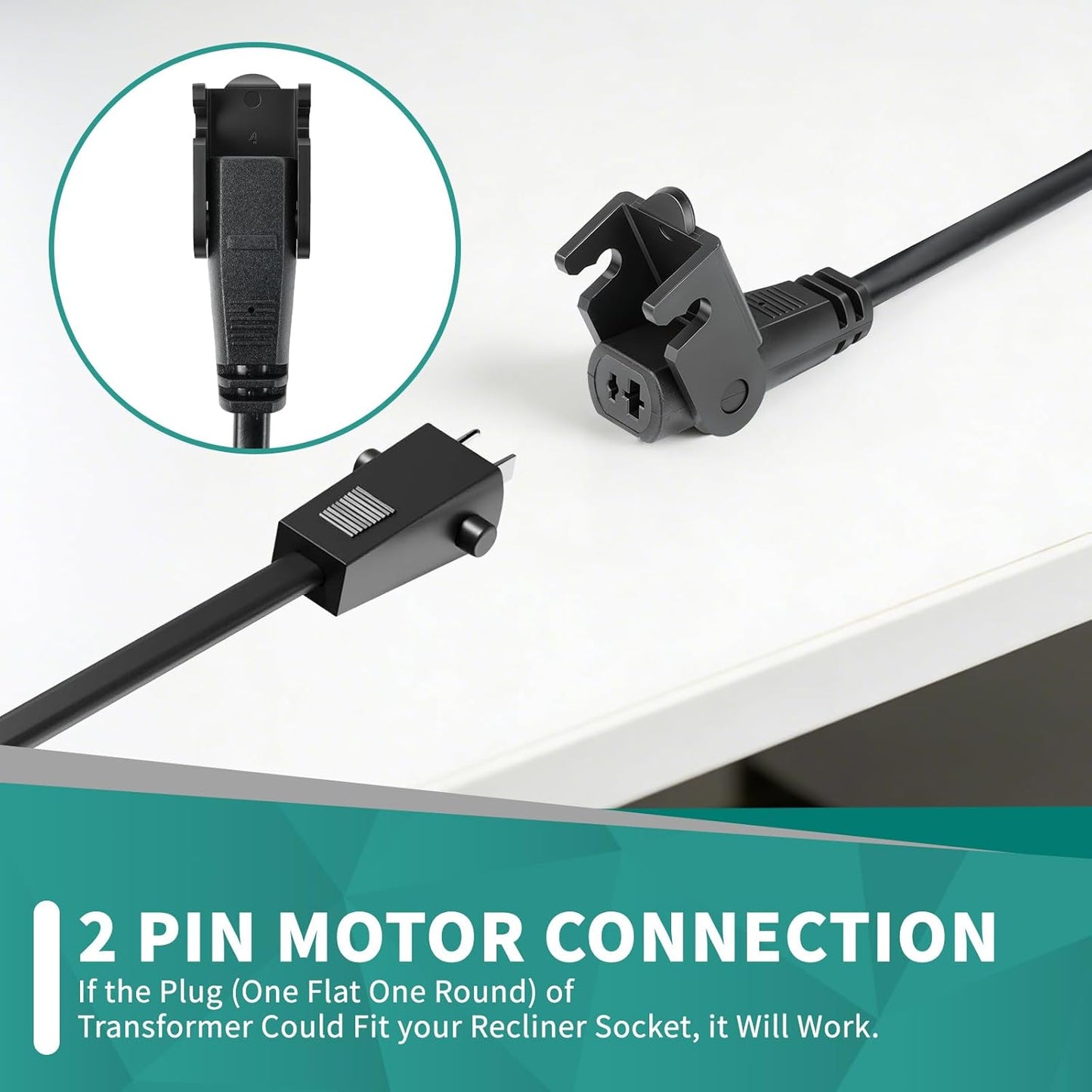 Recliner Power Supply 29V 2A Power Cord Replacement, Universal AC/DC Adapter for Electric Lift Chair, Reclining Sofa, Adjustable Bed Base, 2-Pin Connector