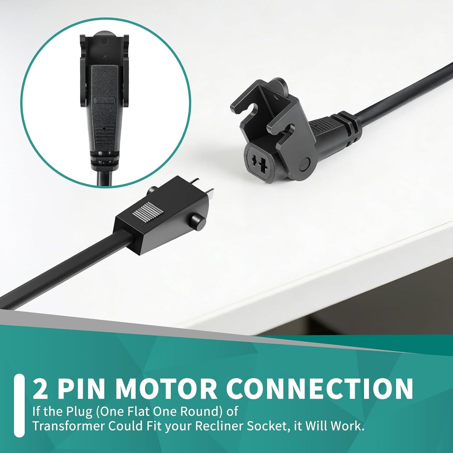 Recliner Power Supply 29V 2A Power Cord Replacement, Universal AC/DC Adapter for Electric Lift Chair, Reclining Sofa, Adjustable Bed Base, 2-Pin Connector