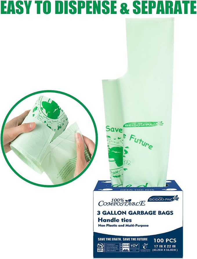100% Compostable Trash Bags, 3 Gallon Compost Bags Small Kitchen Trash Bags - Image 5