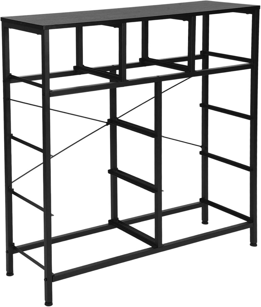 9-Compartment Storage Cabinet with Fabric Bins and Steel Frame, Black