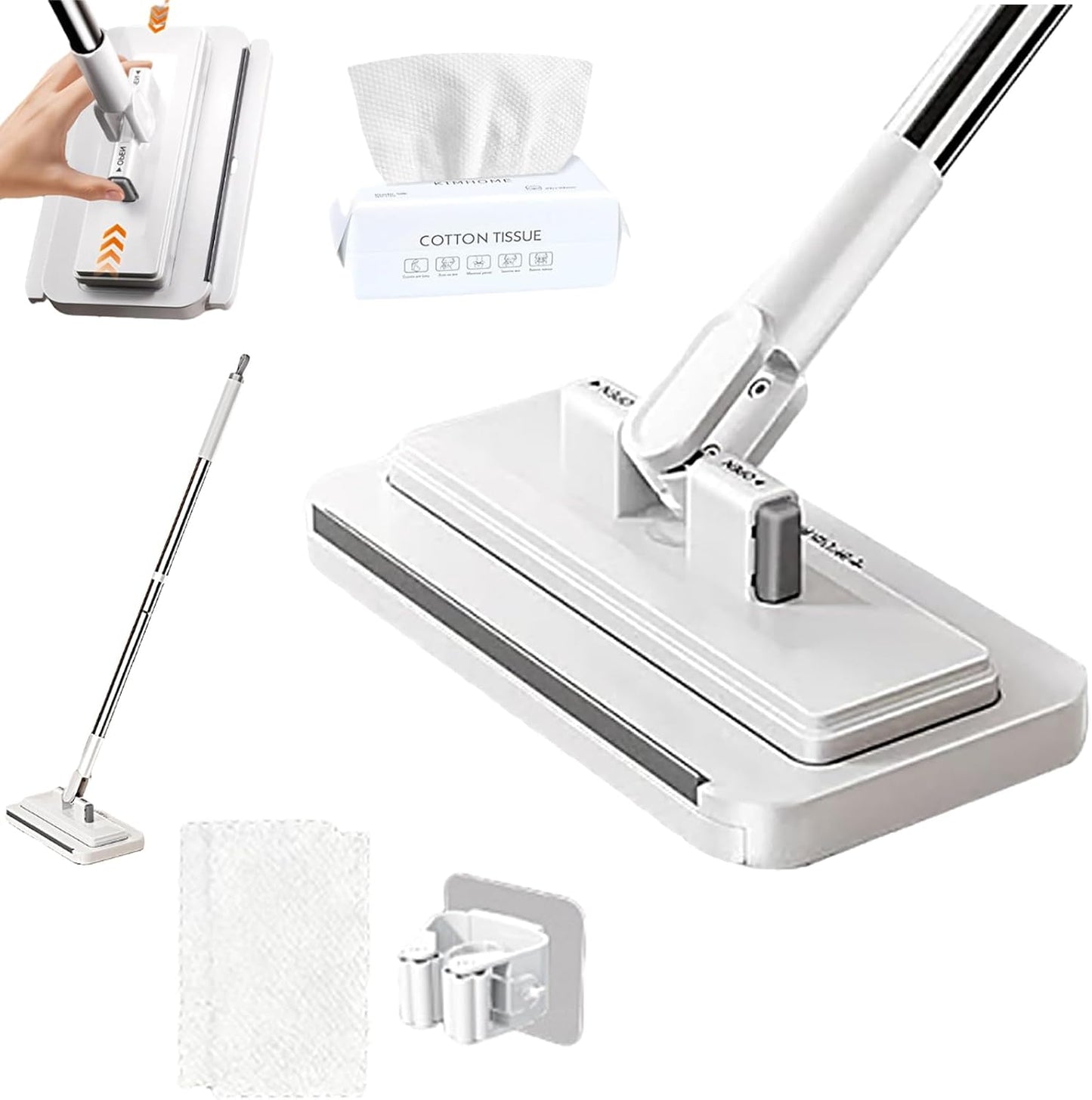 Gropething Mop, Hands Free Multi Purpose Flat Mop, Hands Free Flat Mops One Click, Snap Grip Mini Mops, Lightweight with 360° Swivel Head for Floors, Under Furniture, Kitchens & Bathrooms (1set)