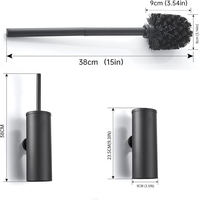 Toilet Brush and Holder Matte Black Toilet Bowl Brush Wall Mounted Toilet Brush - Image 7