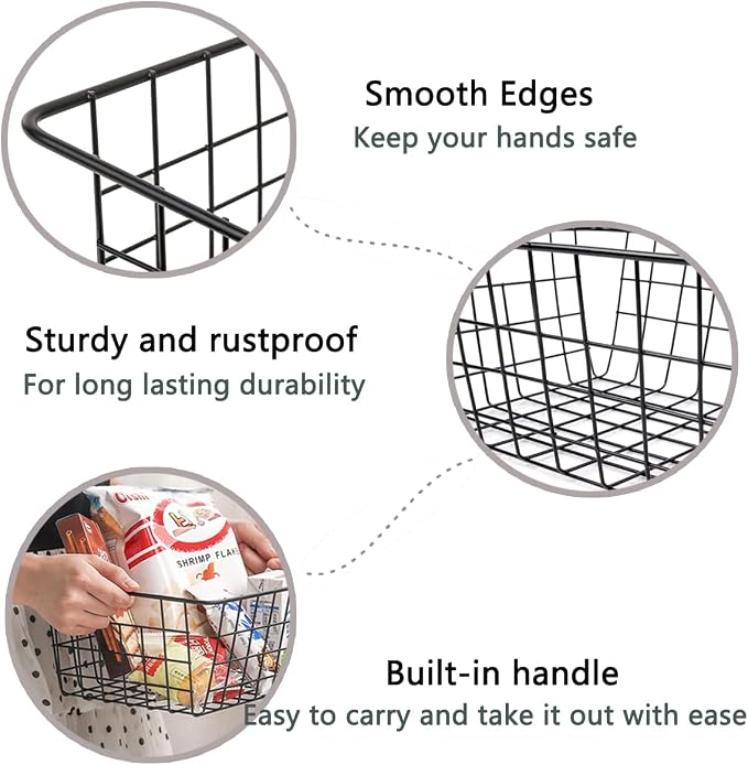 5 Pack Wire Storage Baskets, Premium Pantry Baskets - Image 4