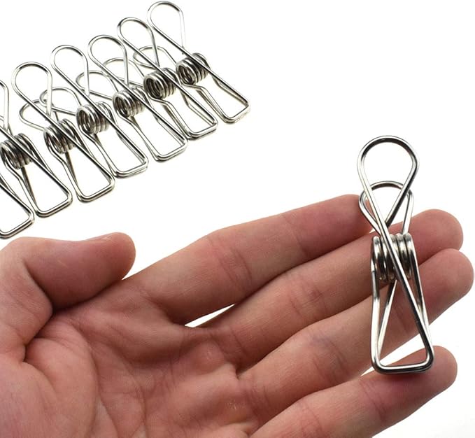HAHIYO Clothespins Chip Clips All Metal Stainless Steel No Rust Stains Strong by HAHIYO
