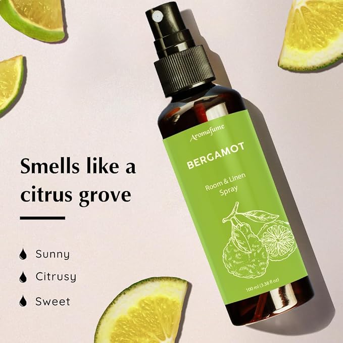 Bergamot Room, Linen & Pillow Spray by Aromafume | 100ml/3.38 fl oz | - Image 3