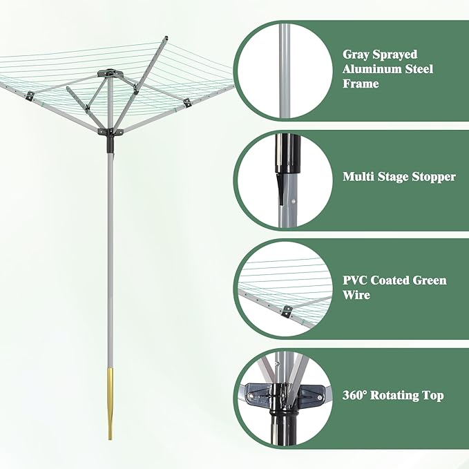Outdoor Umbrella Drying Rack 165 Feet Umbrella Clothesline - Image 6