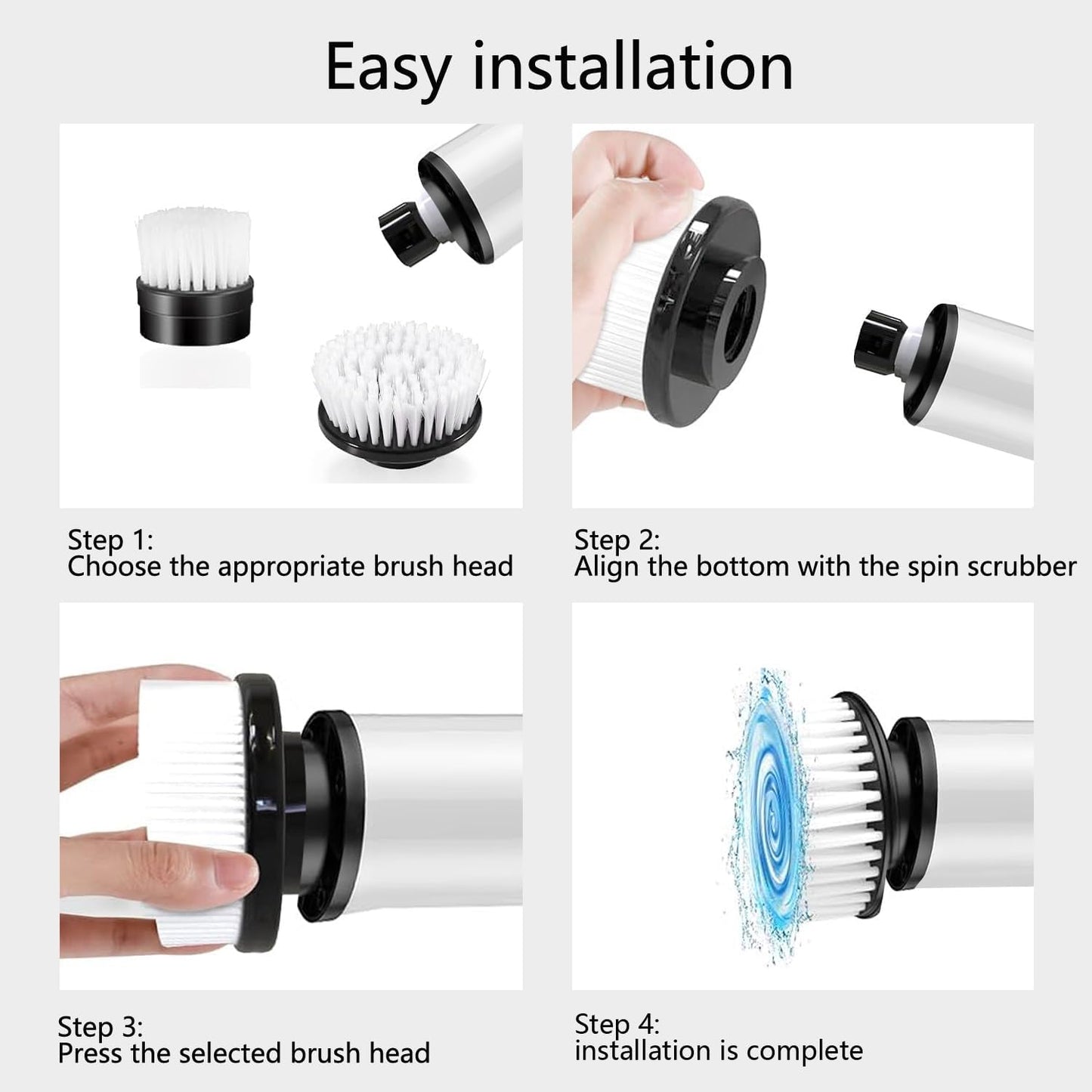 Electric Spin Scrubber Replacement Heads 4 in 1 Cleaning Brush, for Electric Spin Scrubber of ANS-8051A/8050 Power Shower Scrubber,for Household and Heavy Oil Pollution Cleaning Accessory