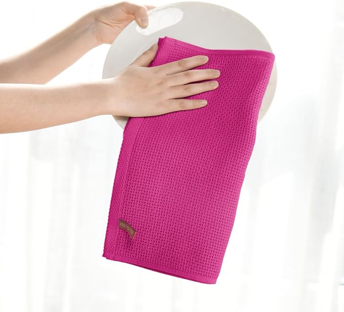 Artoid Mode 100% Cotton Rose Red Waffle Weave Kitchen Dish Cloths, 12x12 Inch - Image 3