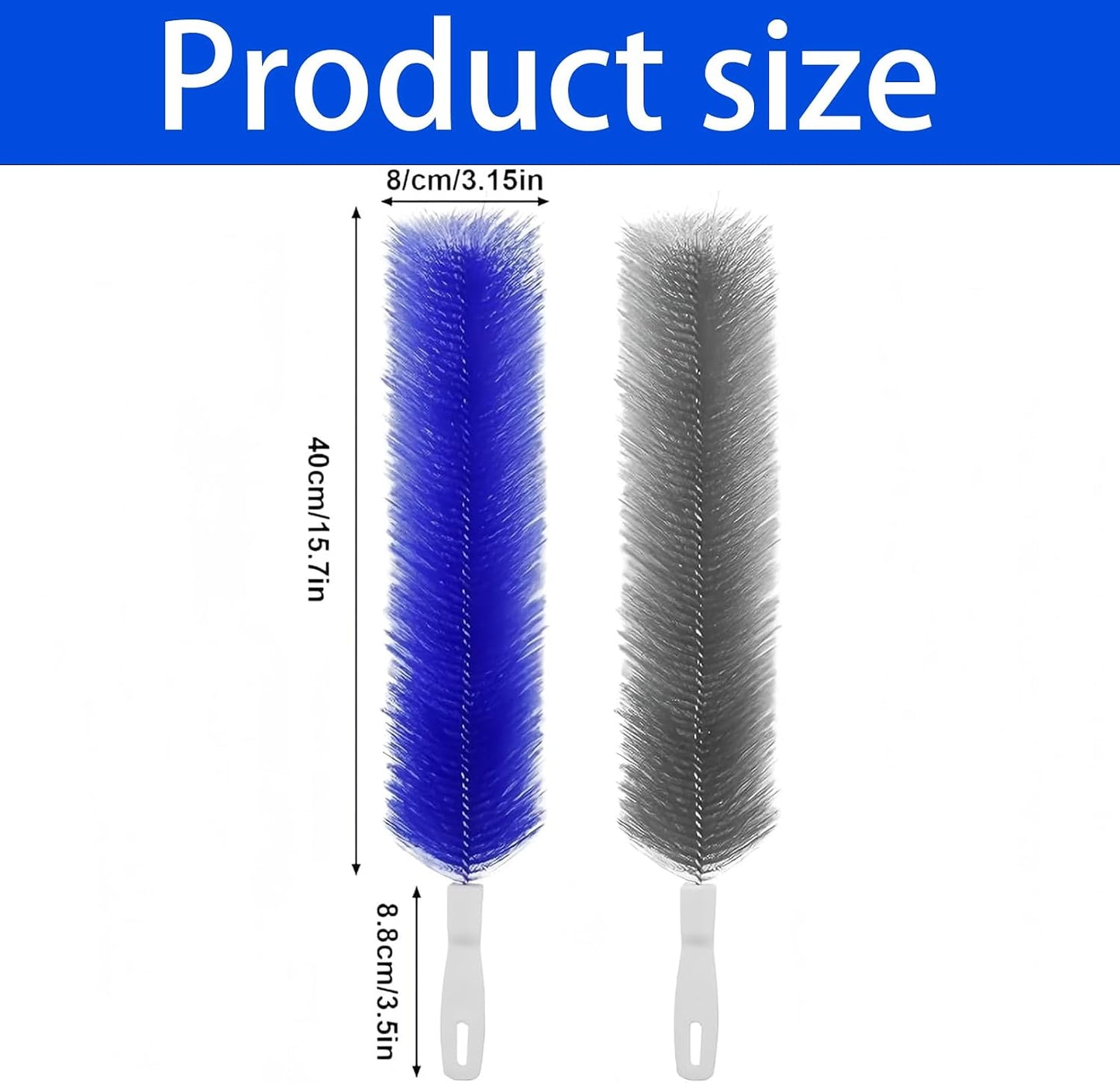 2Pcs Flexible Duster with Bendable Microfiber Head, Reusable Dust Remover, Fan Brush Cleaner for Ceiling Fans, Blinds, Furniture, Cars, Home Cleaning Tool with Soft Washable Fiber Head (Grey*4)