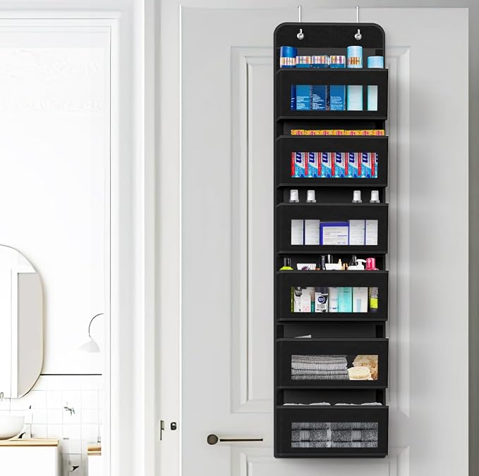 Simple Houseware 6 Clear Window Pocket Over Closet Door Storage Hanging - Image 5
