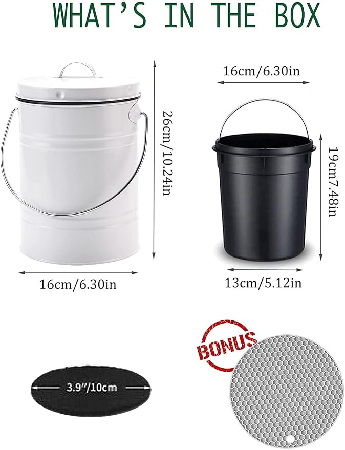 Compost Bin for Kitchen Counter, LALASTAR Small Metal Compost Bin Indoor - Image 6