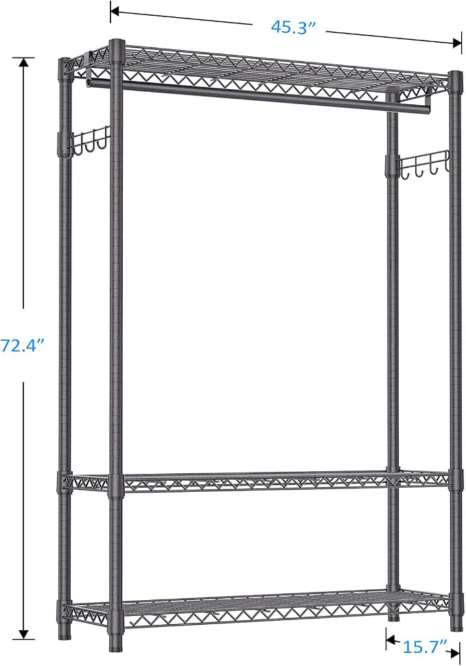 IZEUK 3 Tier Heavy Duty Garment Rack Wire Clothes Rack - Image 7