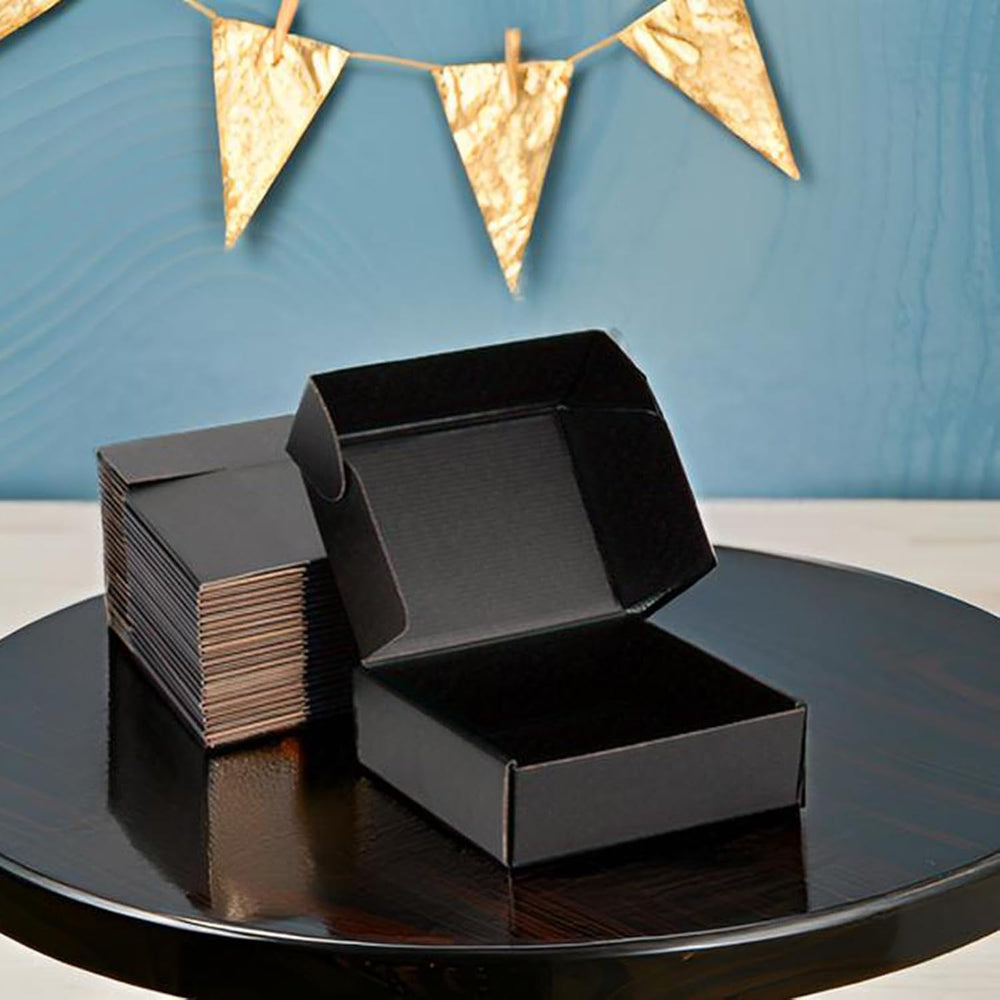 10x10x3 Black Shipping Boxes for Small Business, Packing, 25 Pack