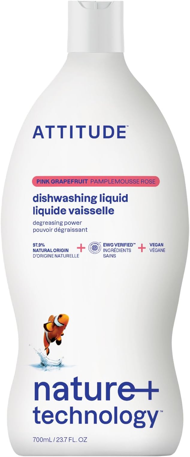 ATTITUDE Dish Soap, EWG Verified, Plant-Based & Vegan Dishwashing Liquid by ATTITUDE