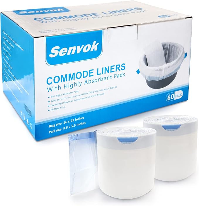 Commode Liners with Highly Absorbent Pads by Senvok